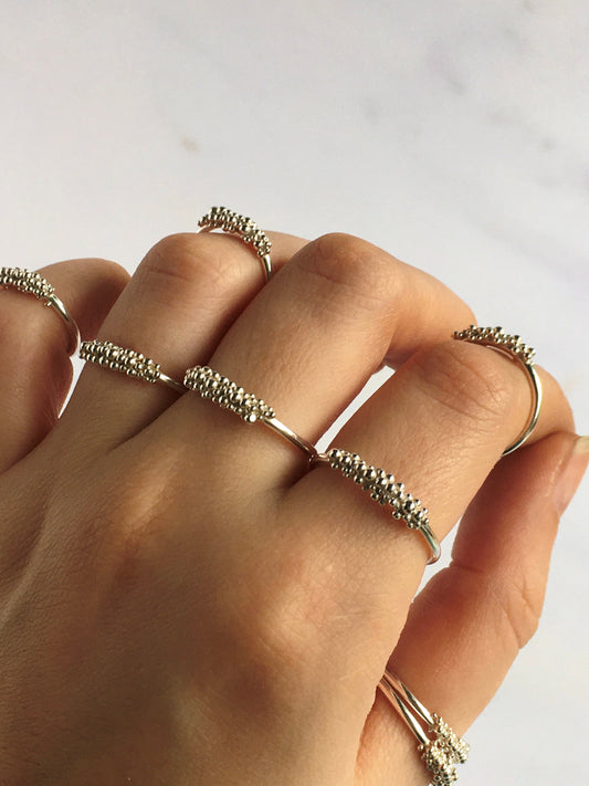 Miranda Ring - Front Granulation Sterling Silver or 9ct Gold Ring