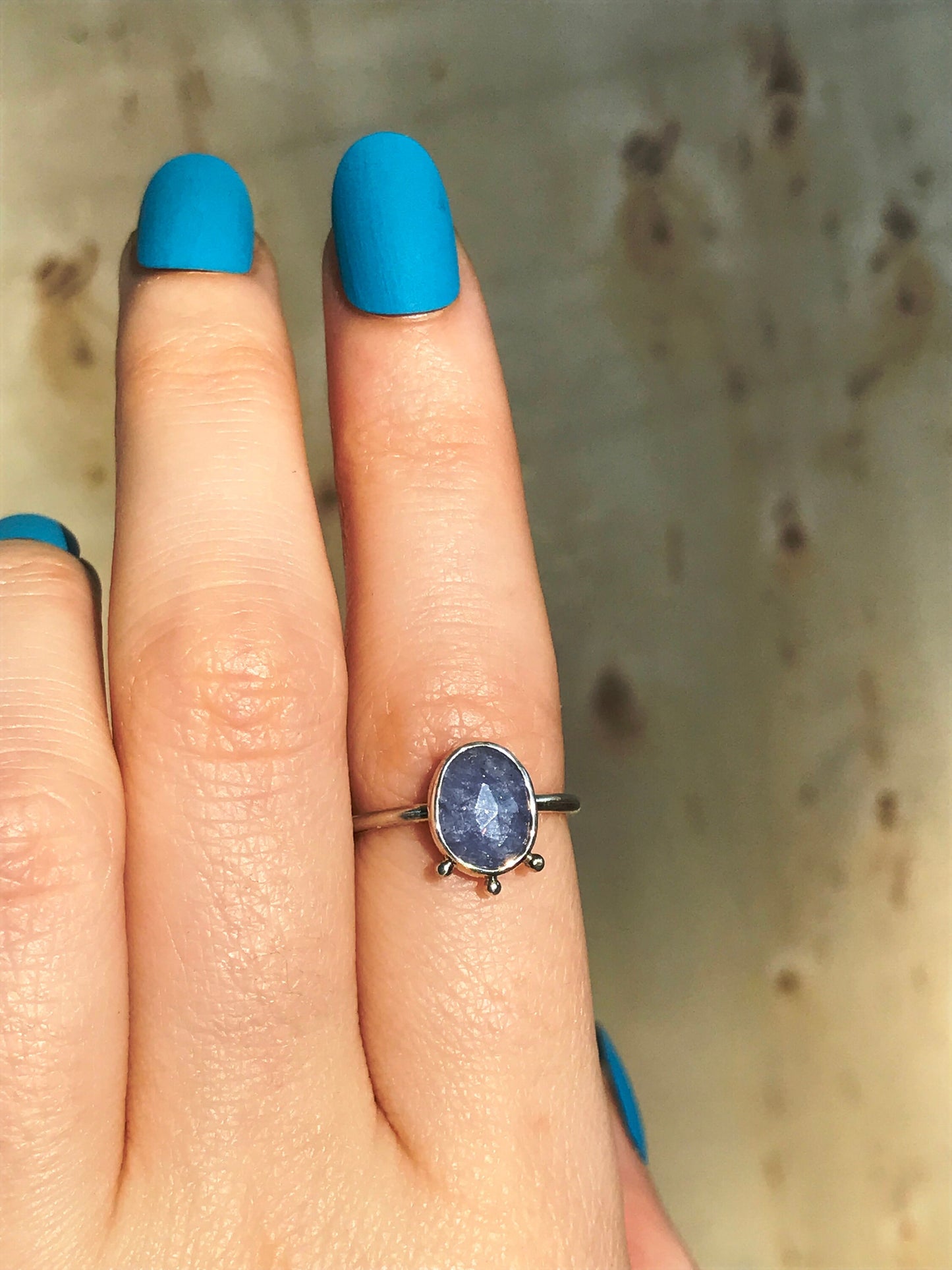 Tanzanite and Sterling Silver Ring with Granulation Detail