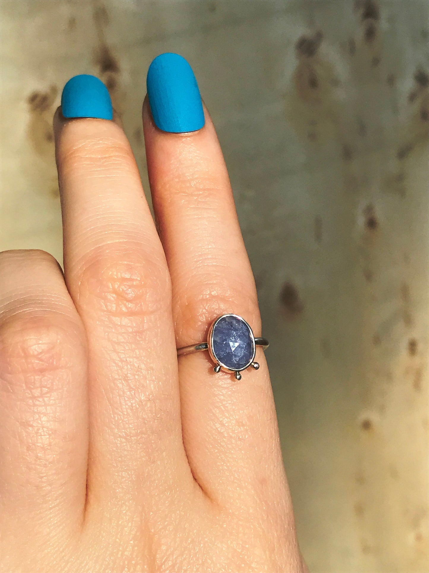 Tanzanite and Sterling Silver Ring with Granulation Detail