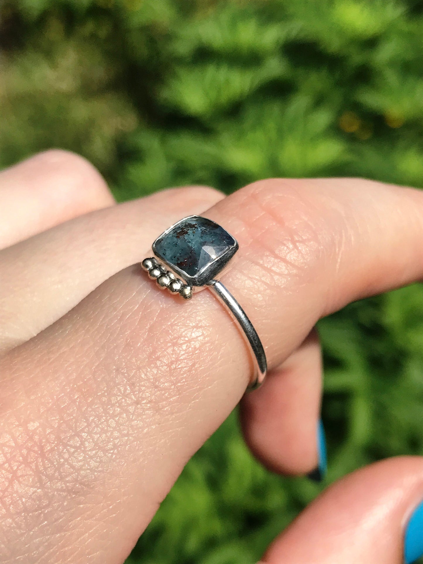 Teal Moss Kyanite, 9ct Gold and Sterling Silver Ring - UK Size L