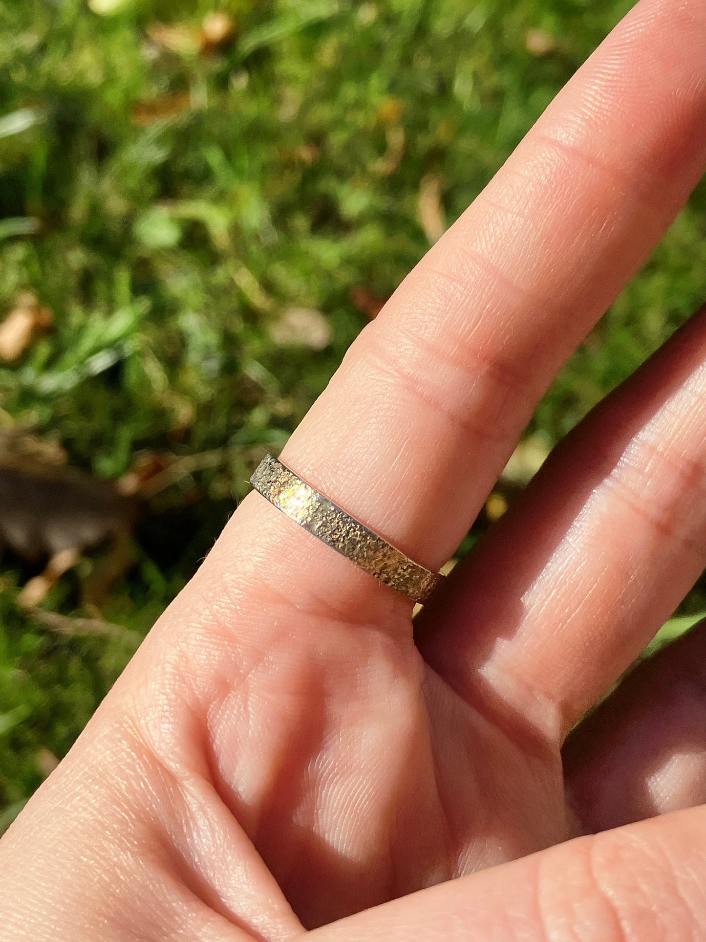 Aquamarine, Sterling Silver and 18ct Gold Textured Ring - UK Size P