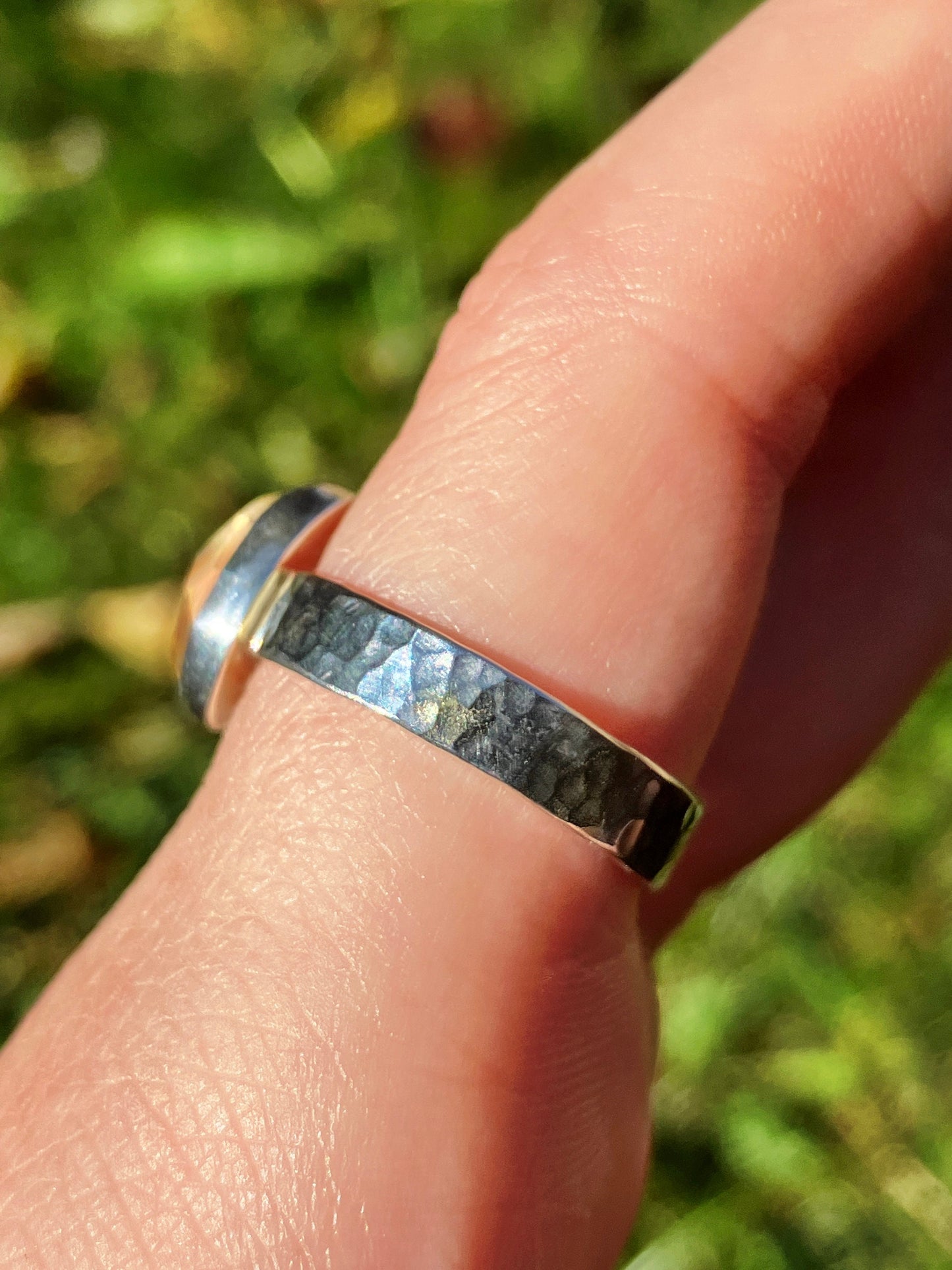 Citrine, Sterling Silver and 18ct Gold Ring - Size Q 1/2