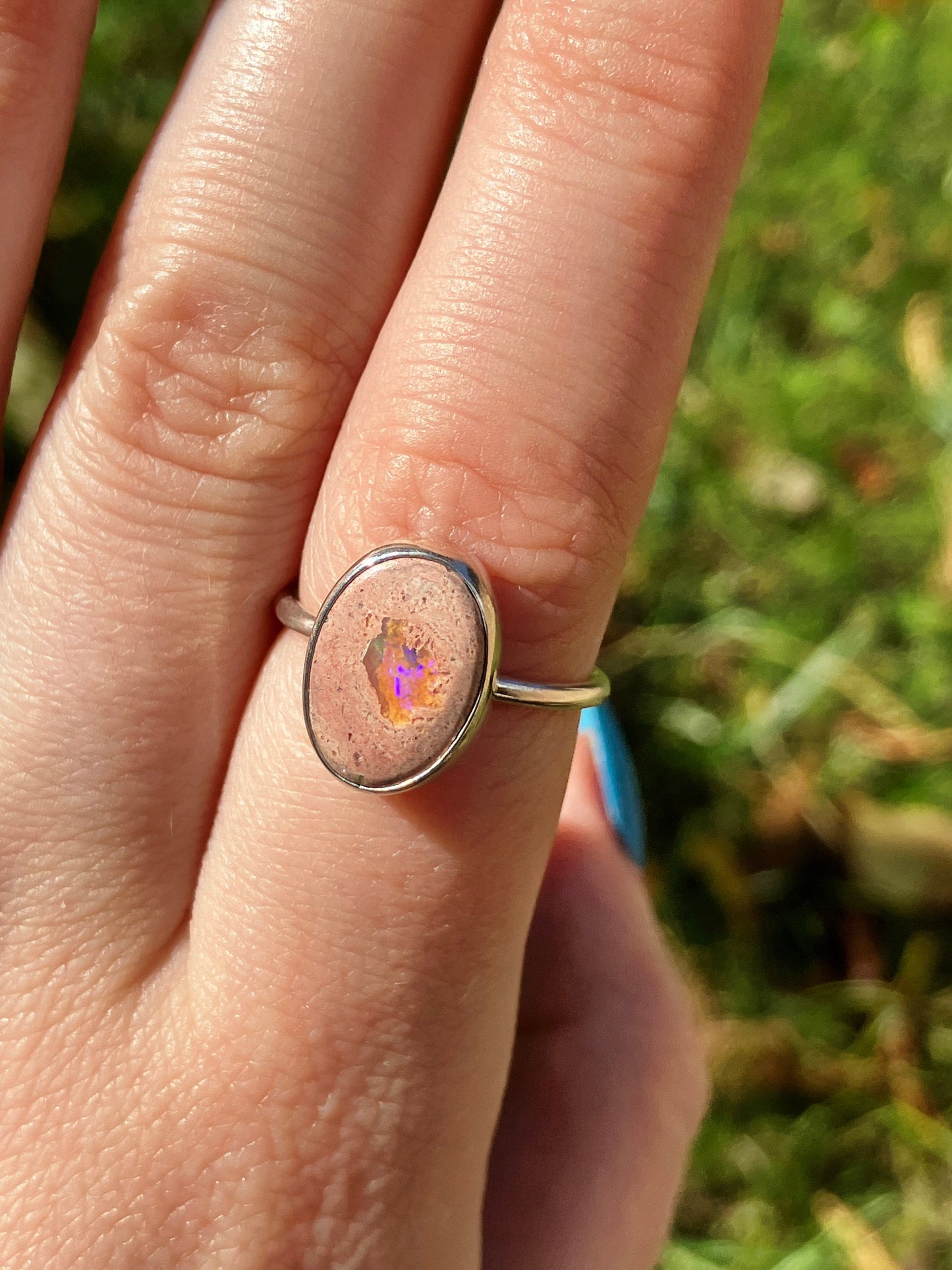 Boulder Opal and Sterling Silver Ring - UK Size M