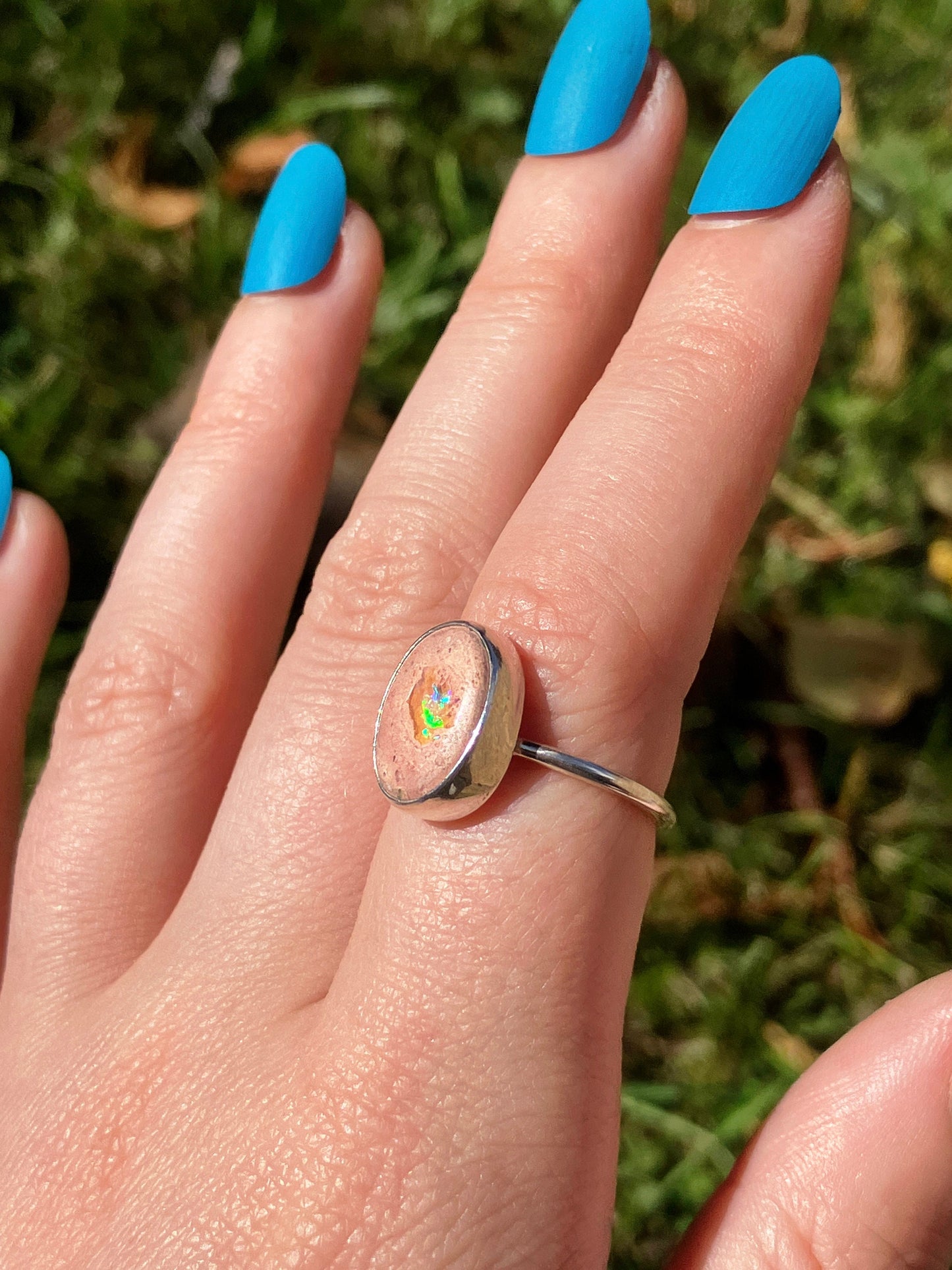 Boulder Opal and Sterling Silver Ring - UK Size M