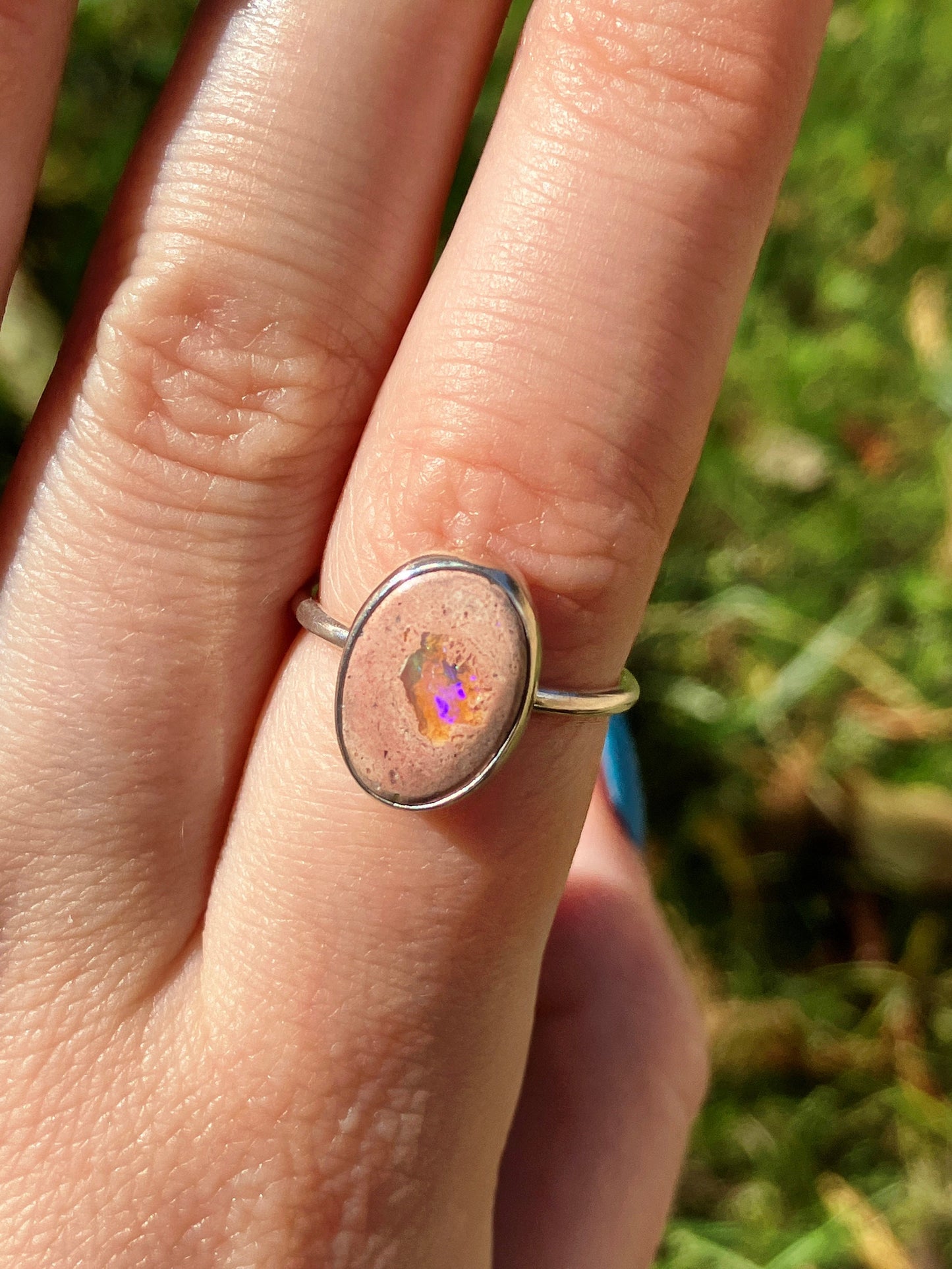 Boulder Opal and Sterling Silver Ring - UK Size M