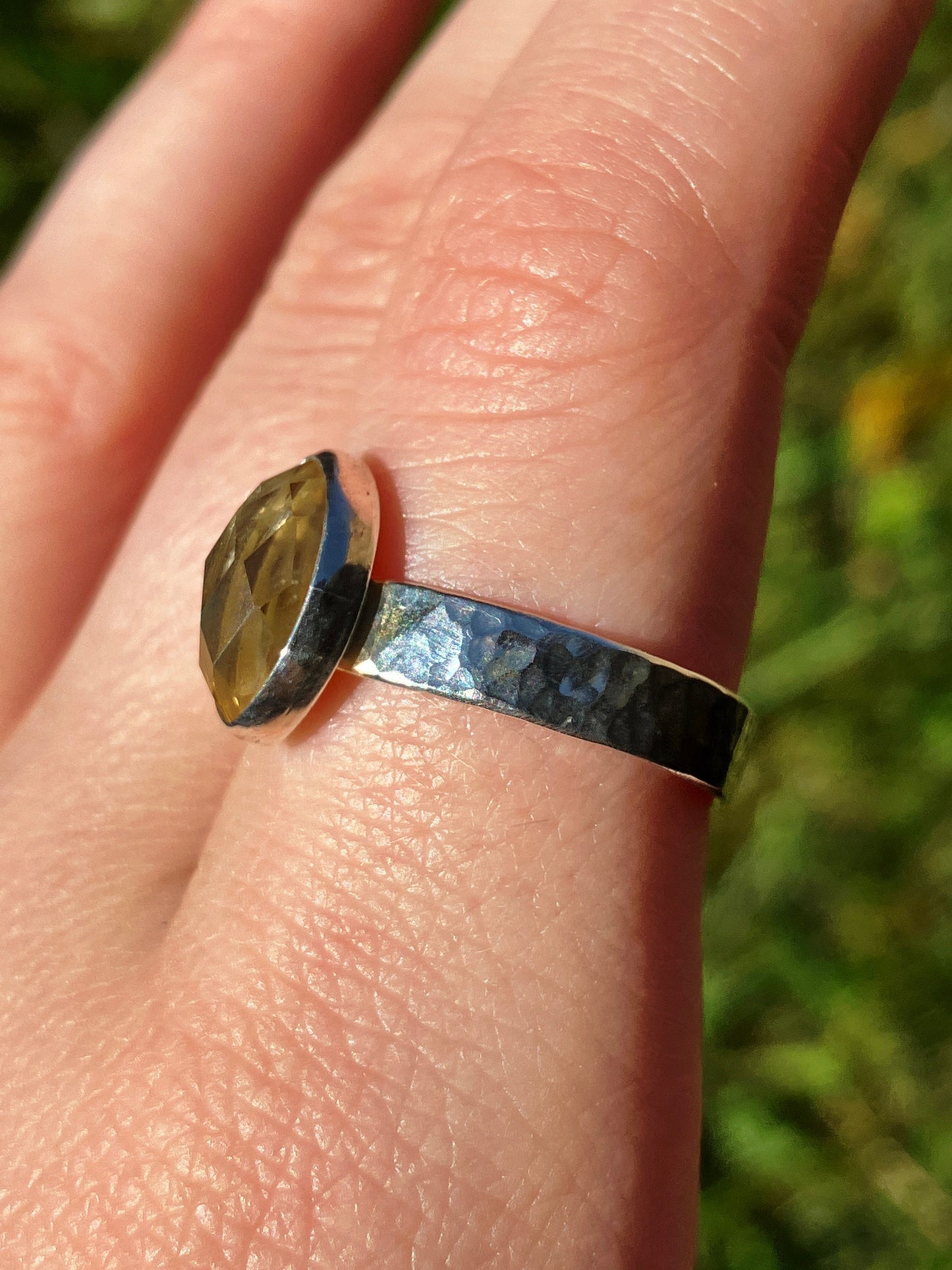 Citrine, Sterling Silver and 18ct Gold Ring - Size Q 1/2