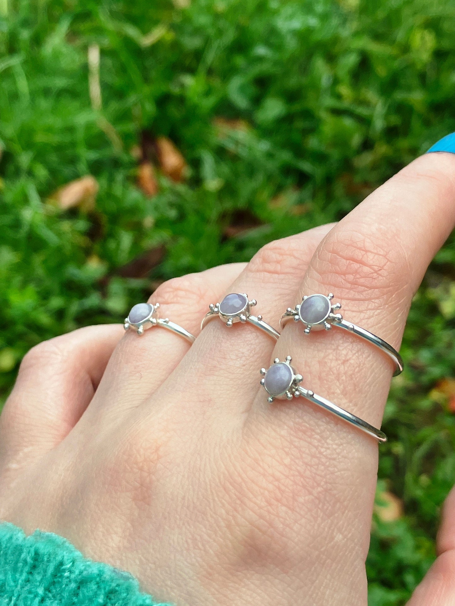 Lavender Amethyst and Sterling Silver Granulation Ring