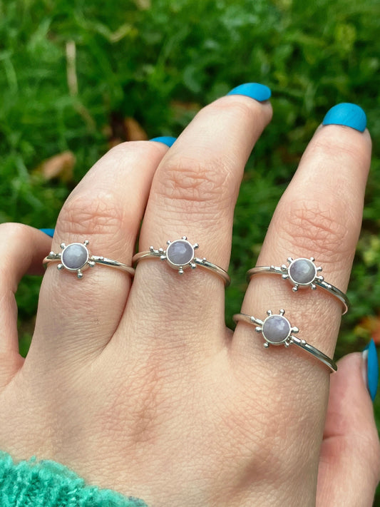 Lavender Amethyst and Sterling Silver Granulation Ring