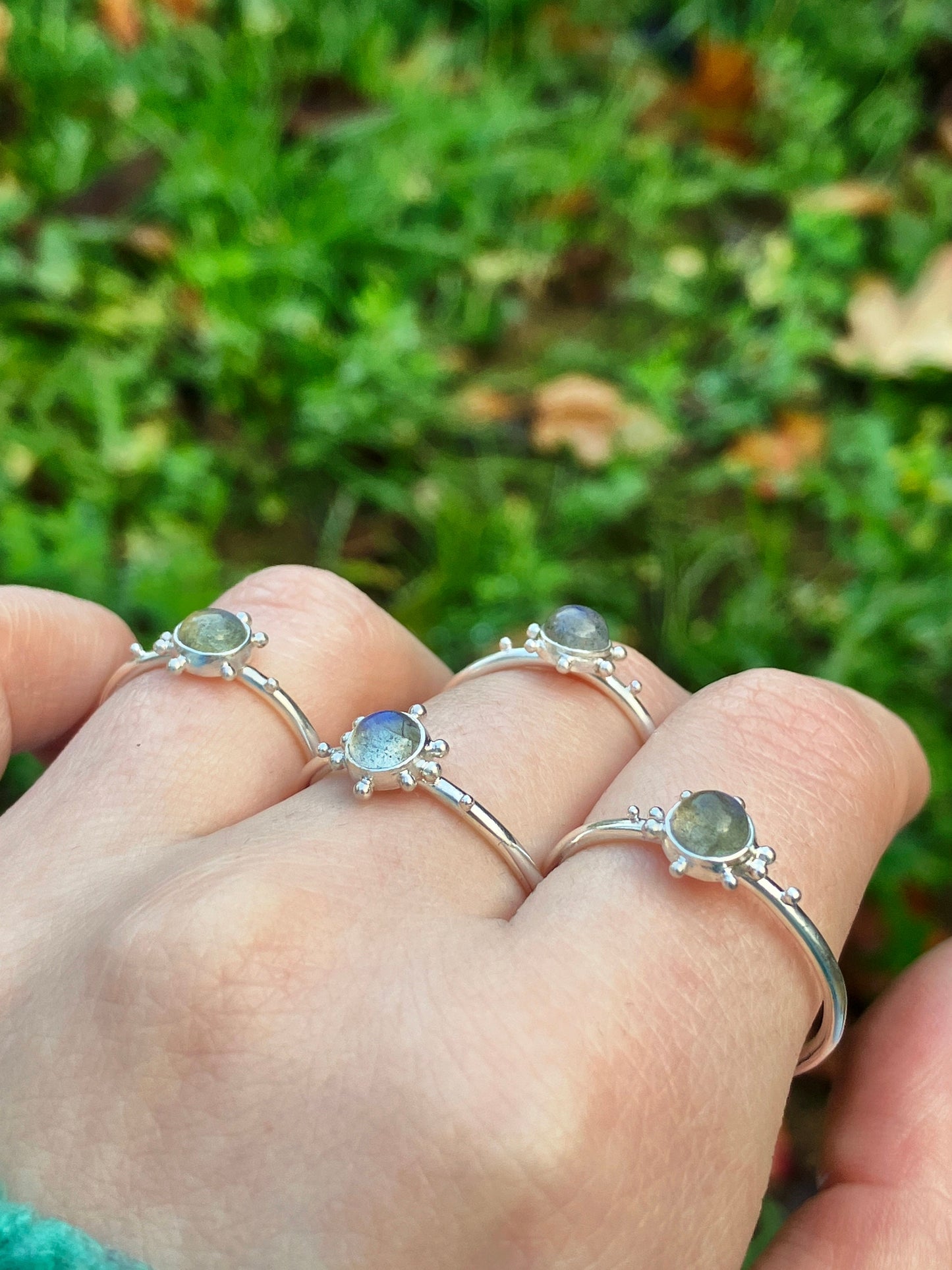 Labradorite and Sterling Silver Granulation Ring