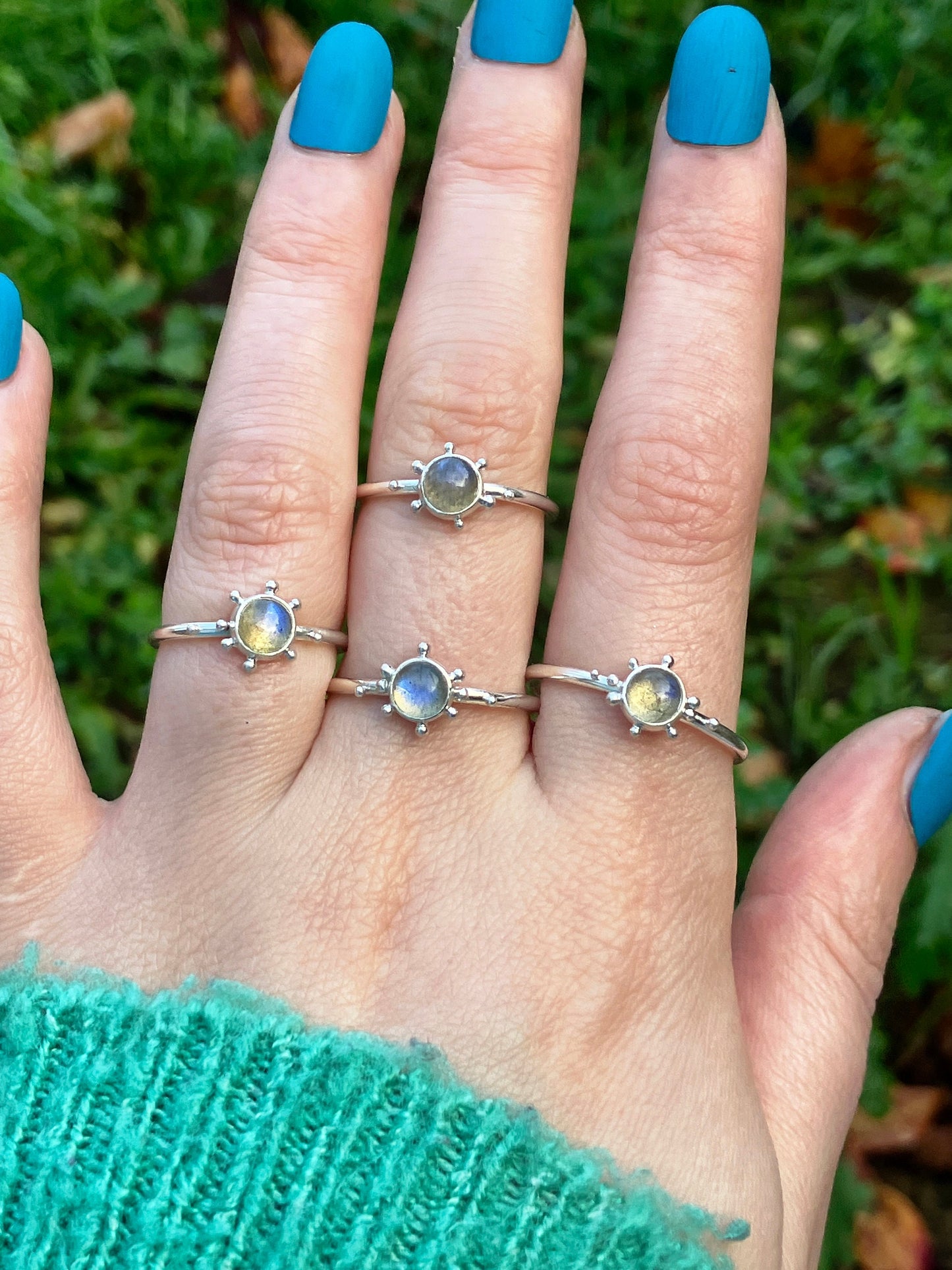 Labradorite and Sterling Silver Granulation Ring