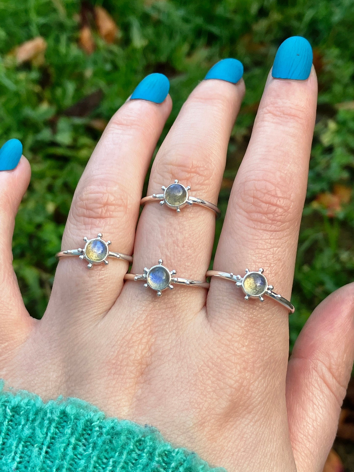 Labradorite and Sterling Silver Granulation Ring