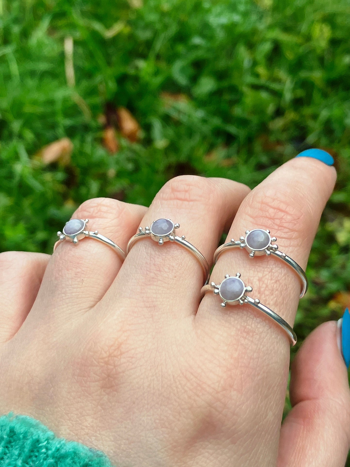 Lavender Amethyst and Sterling Silver Granulation Ring