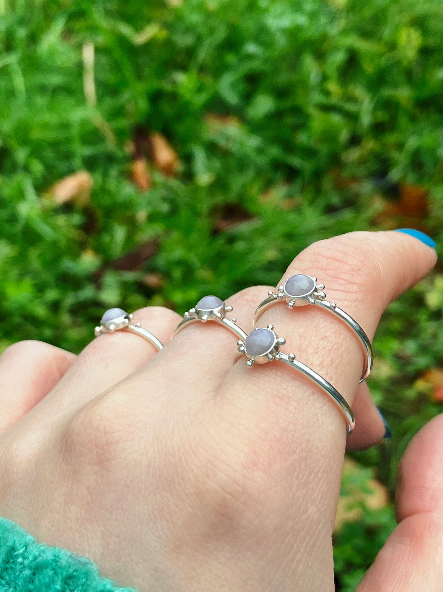 Lavender Amethyst and Sterling Silver Granulation Ring