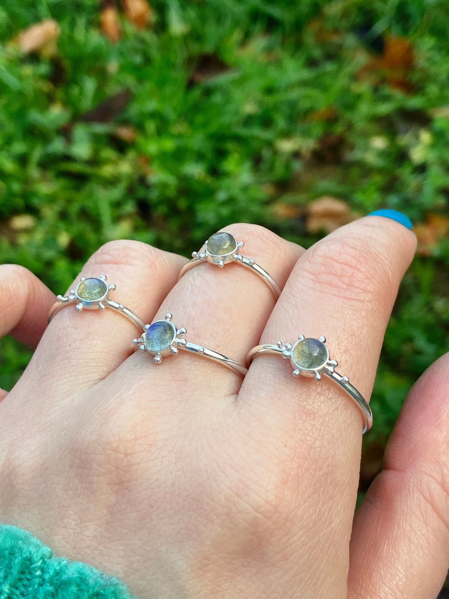 Labradorite and Sterling Silver Granulation Ring