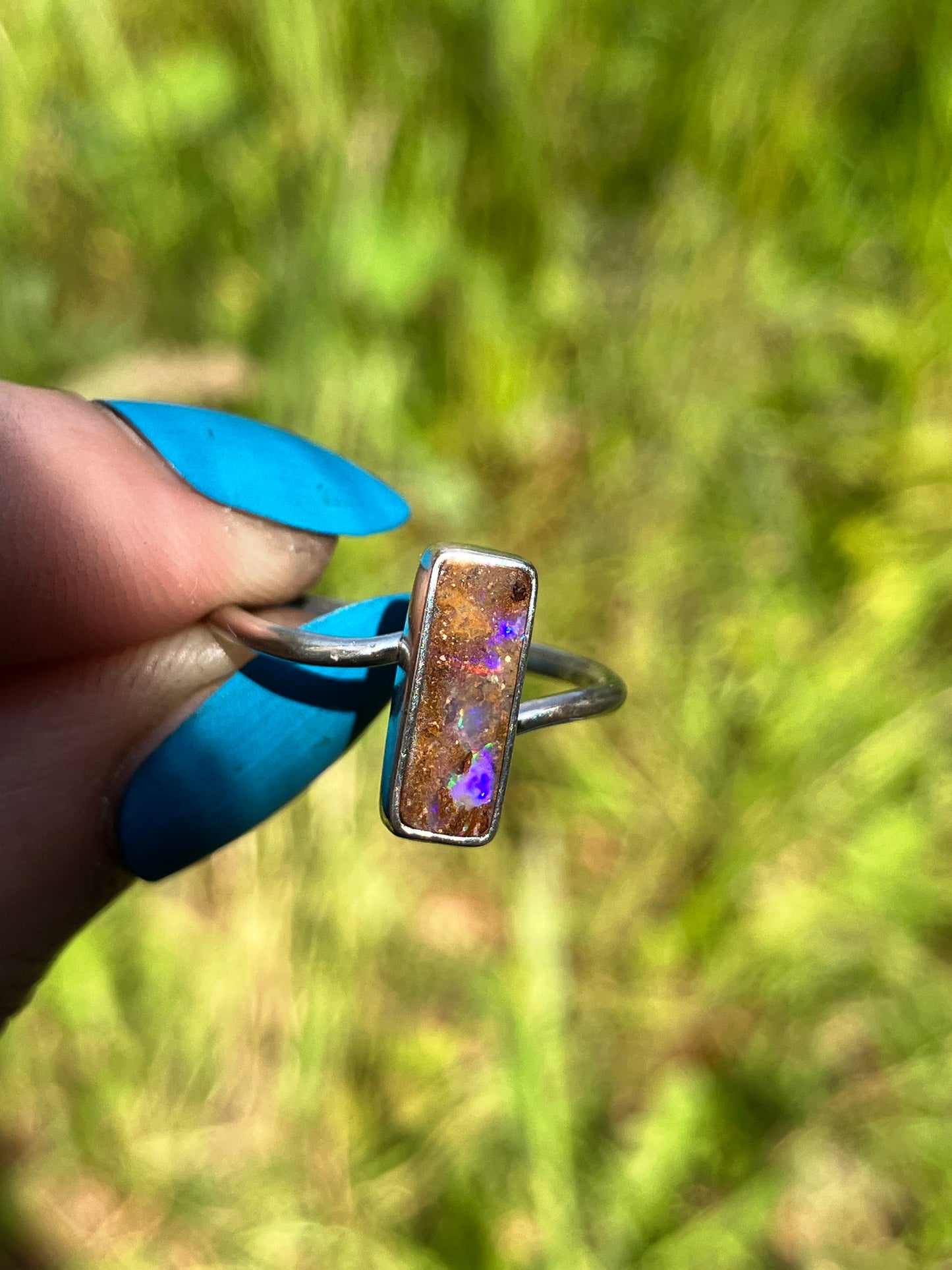 Australian Boulder Opal and Sterling Silver Ring - UK Size M