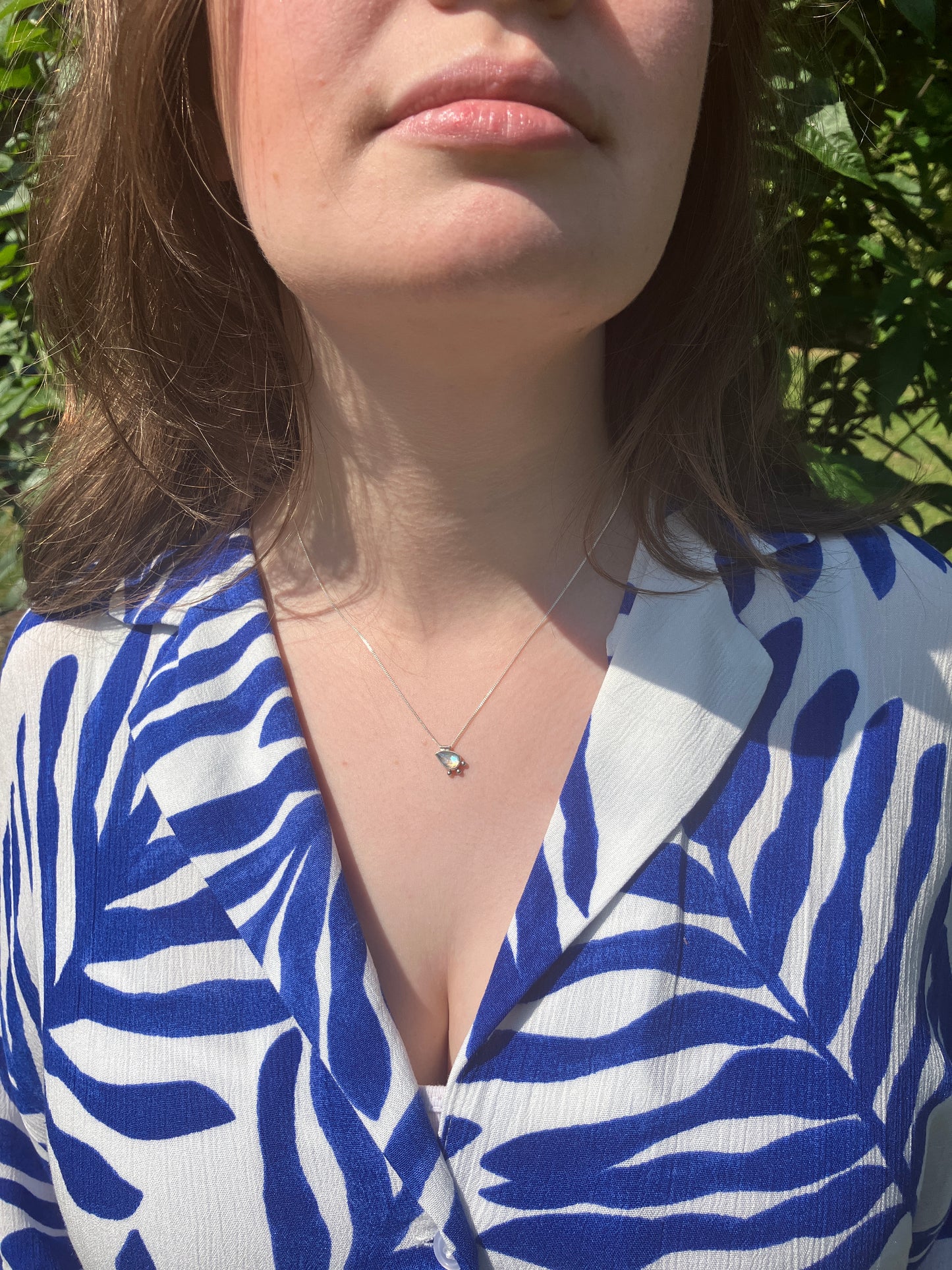 Moonstone and Sterling Silver Necklace with Granulation Detail