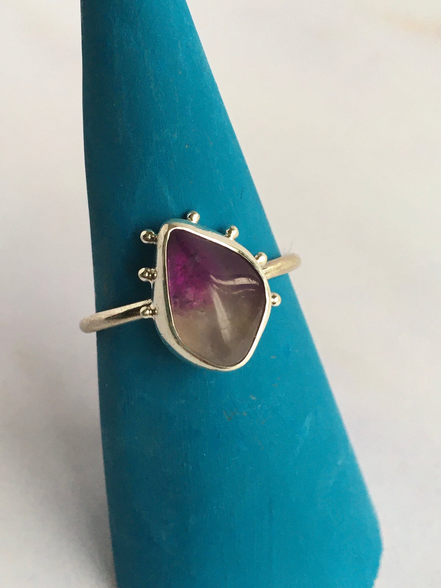 Purple Haze Ring - Amethyst and Sterling Silver Ring with Granulation - UK Size O