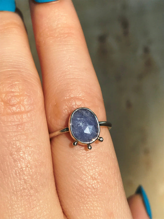 Tanzanite and Sterling Silver Ring with Granulation Detail