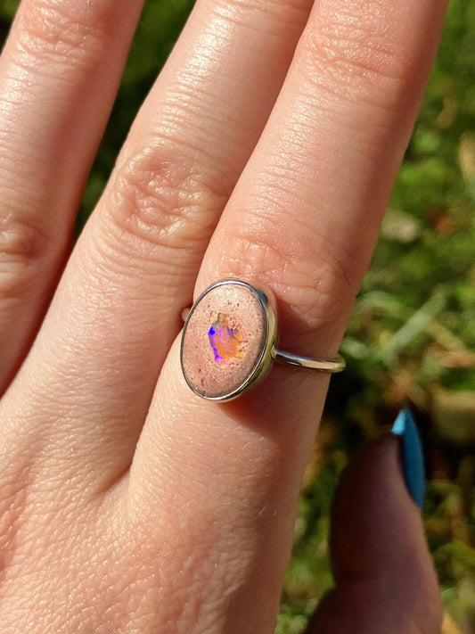 Boulder Opal and Sterling Silver Ring - UK Size M